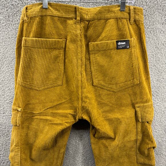 Zara Pants Mens 32 Mustard Yellow Corduroy Cargo Slim Fit Workwear Cotton Blend - Picture 6 of 13